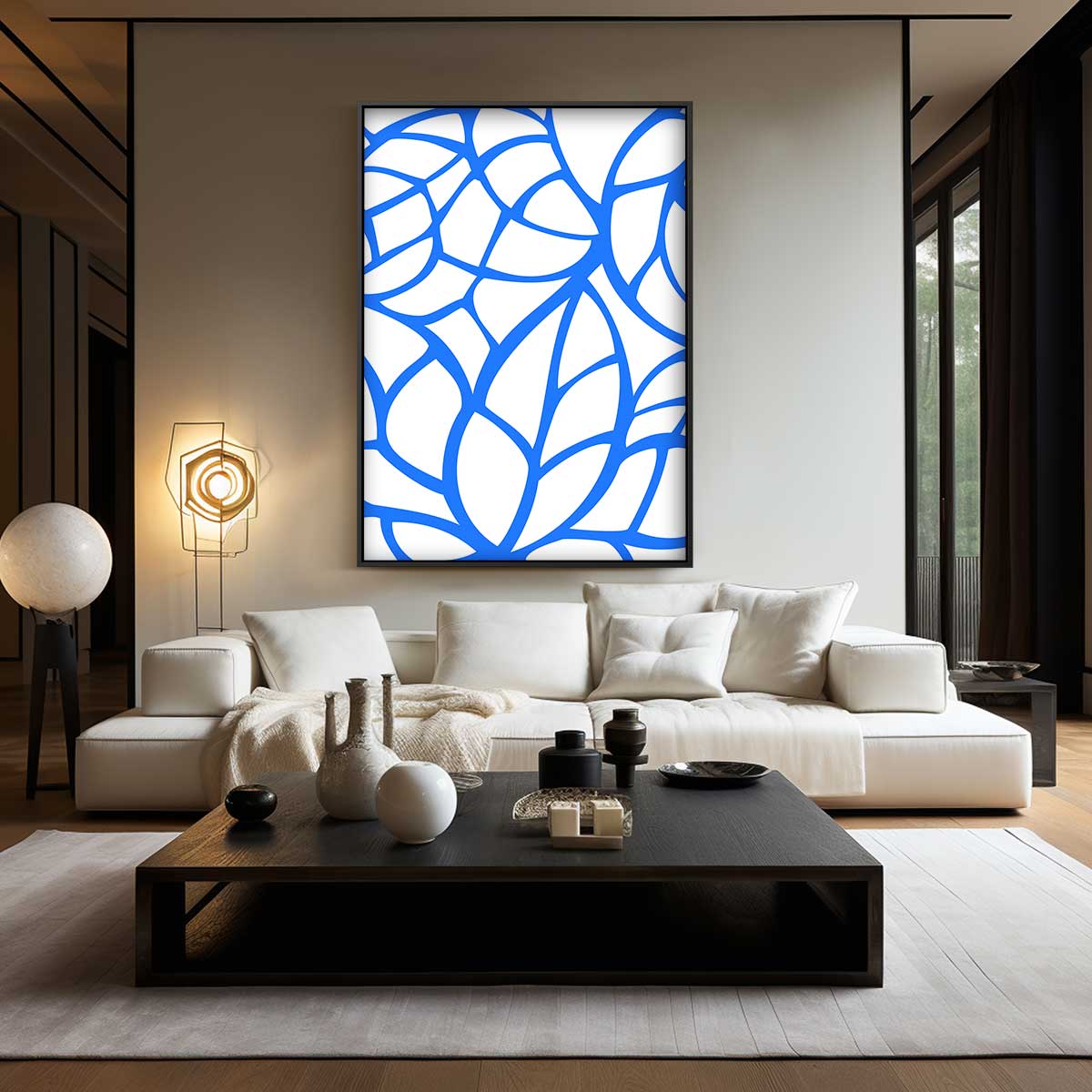 Abstract Blauw Kunstwerk – modern portret kunstwerk van WallArtistic