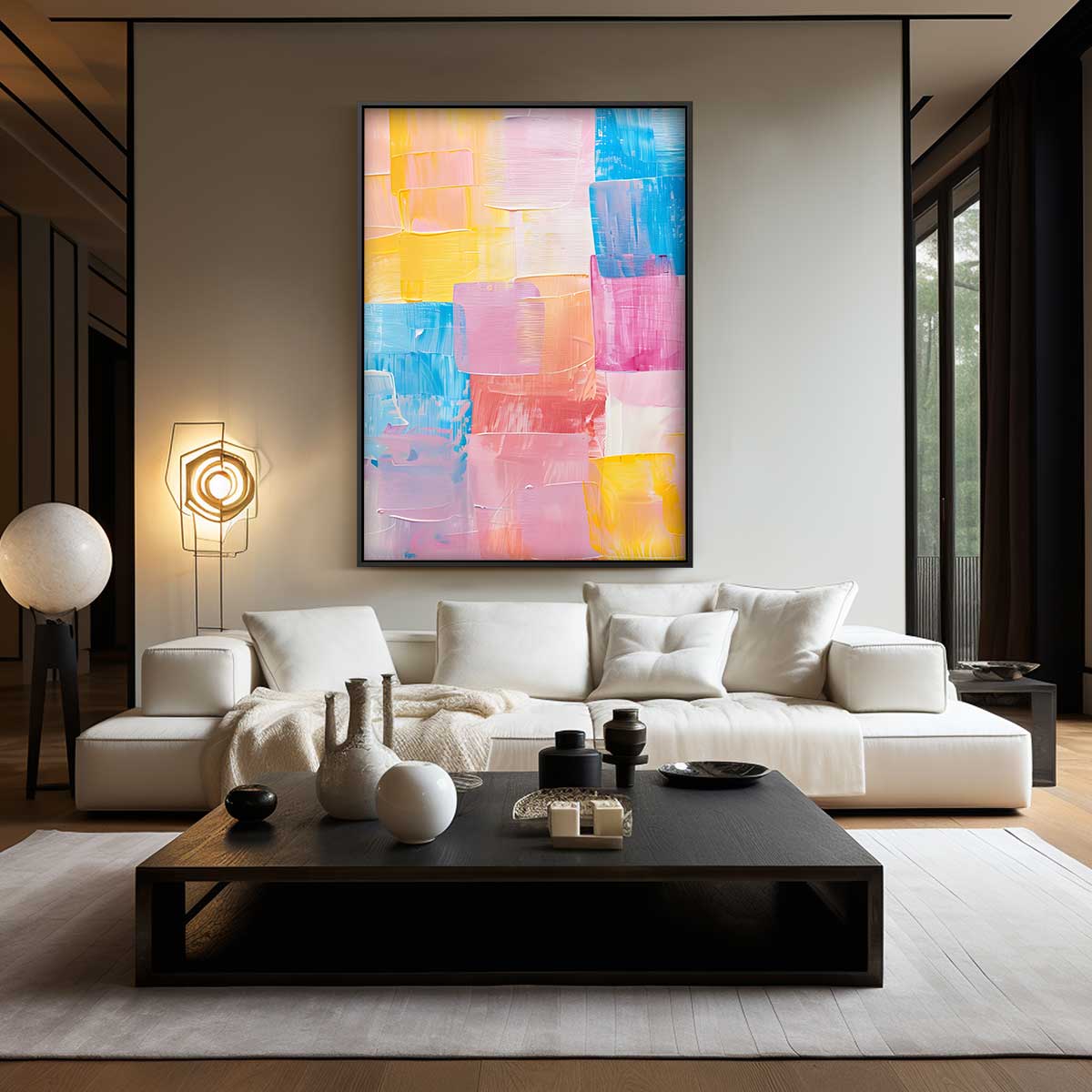 Vrolijke Kleurenmix – canvas wanddecoratie in portret formaat