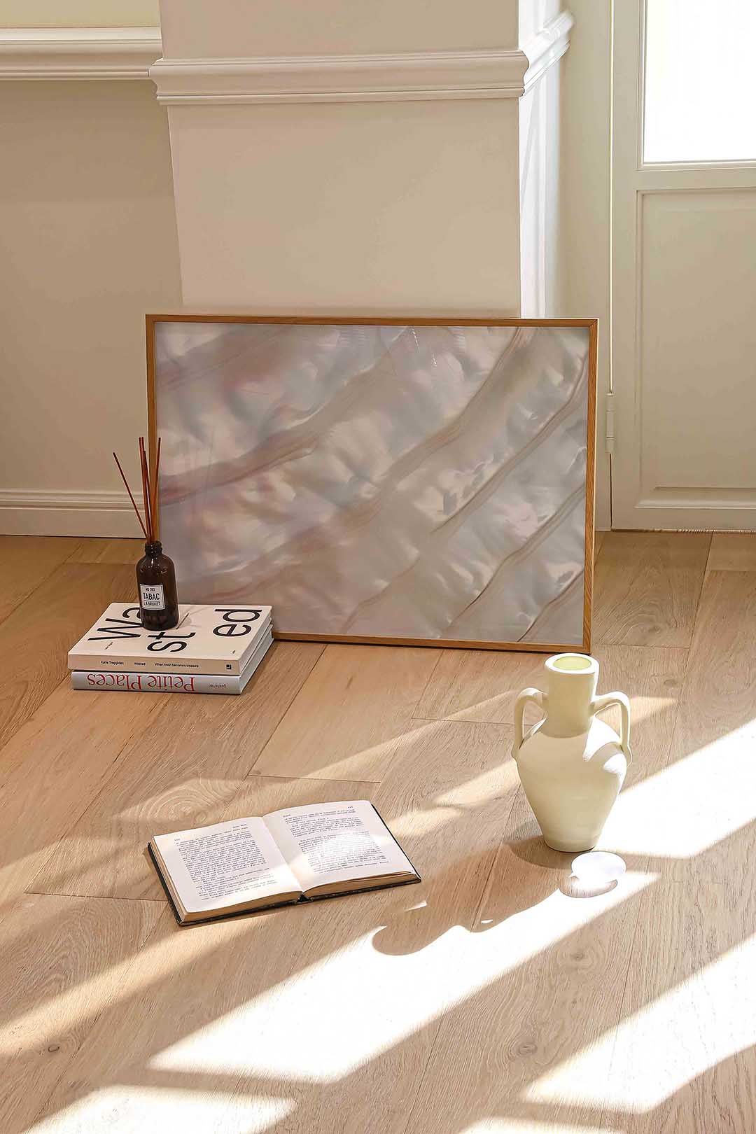 Glanzende parelmoer – liggende kleurrijke abstracte wanddecoratie van WallArtistic