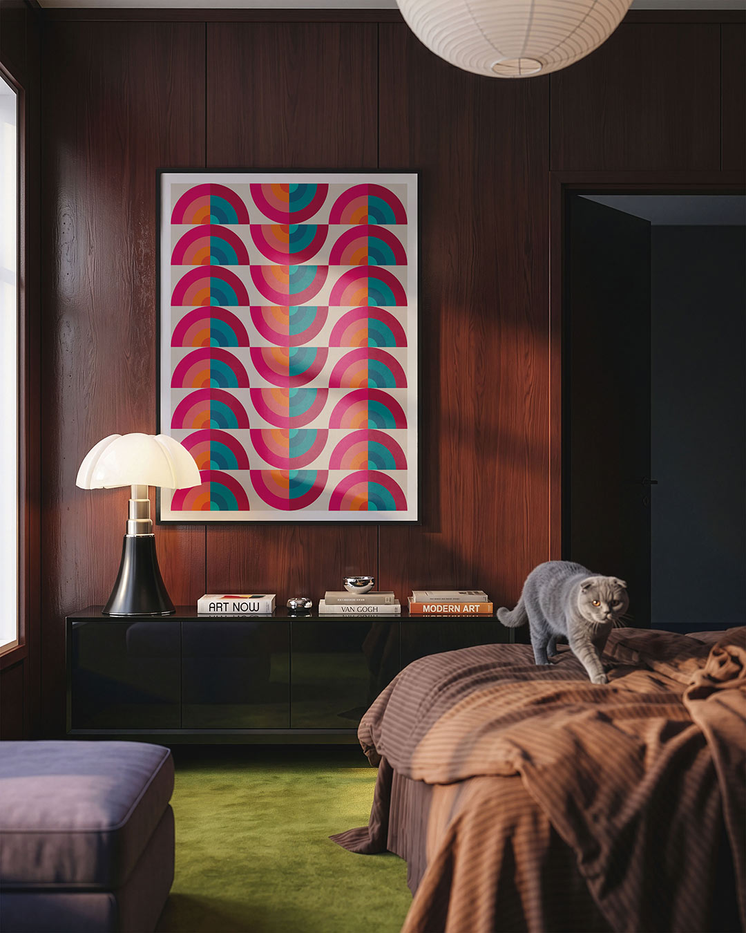 Kleurvlakken ritme – geometrische Bauhaus poster in staand formaat