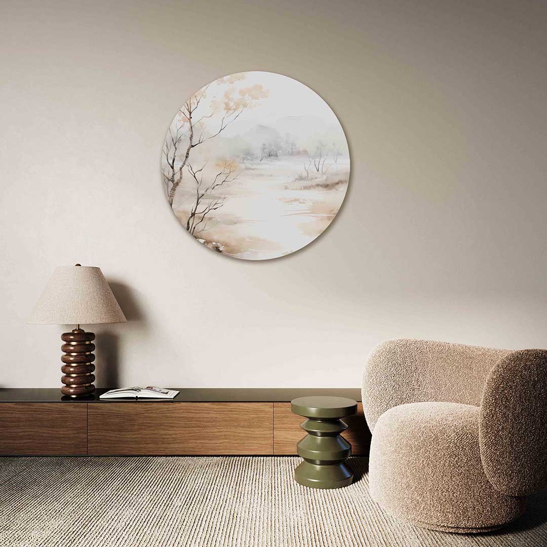 Landschap met bomen – Pop Art muurcirkel als ronde wanddecoratie