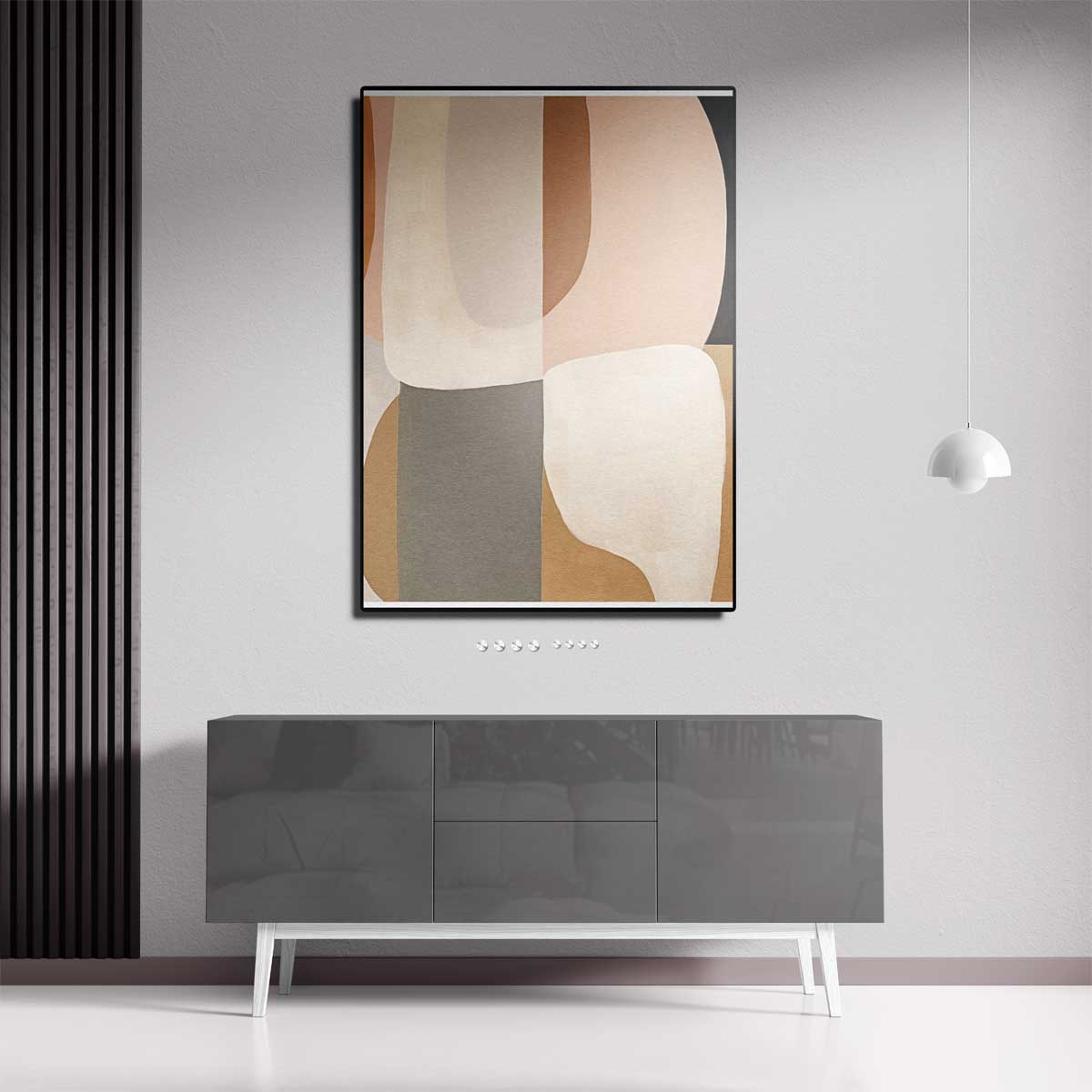 Minimalistische Abstractie in Aardetinten – canvas wanddecoratie in portret formaat