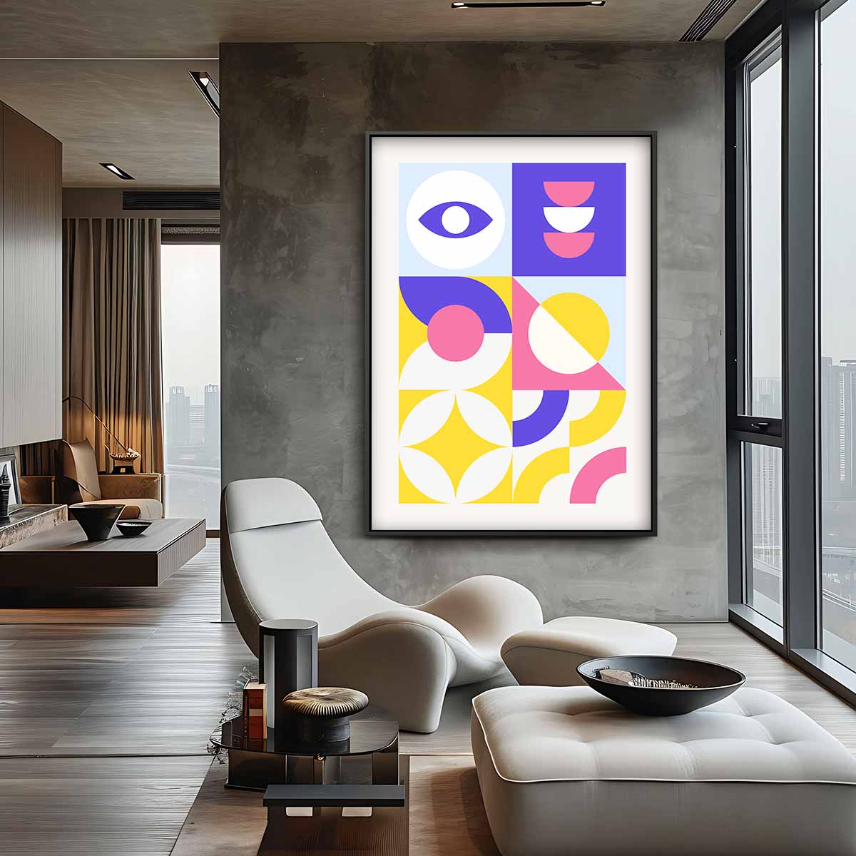 Kleurrijk Geometrisch Vreugde – canvas wanddecoratie in portret formaat