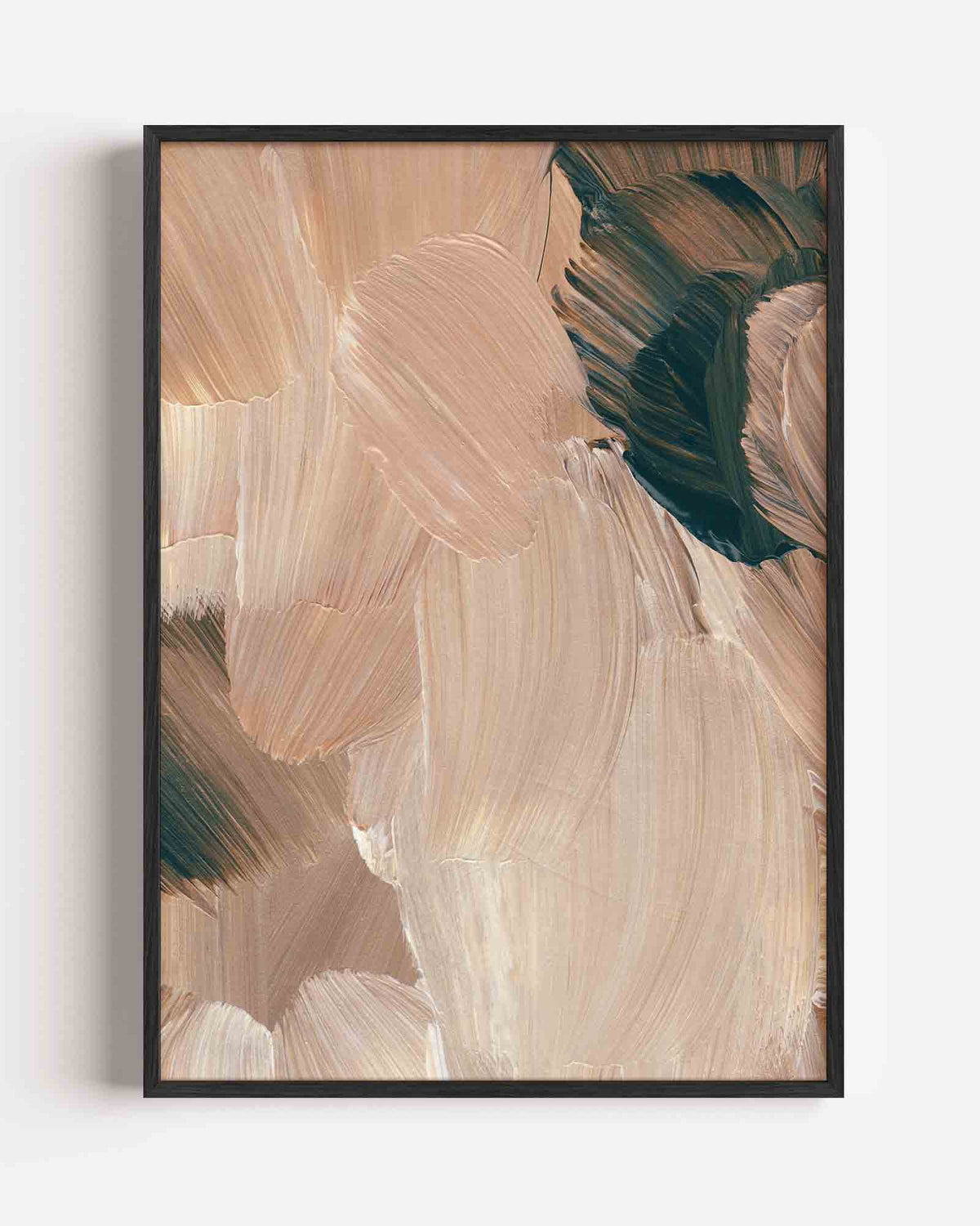 Beige en groene penseelstreken – schilderkunst portret poster als wanddecoratie