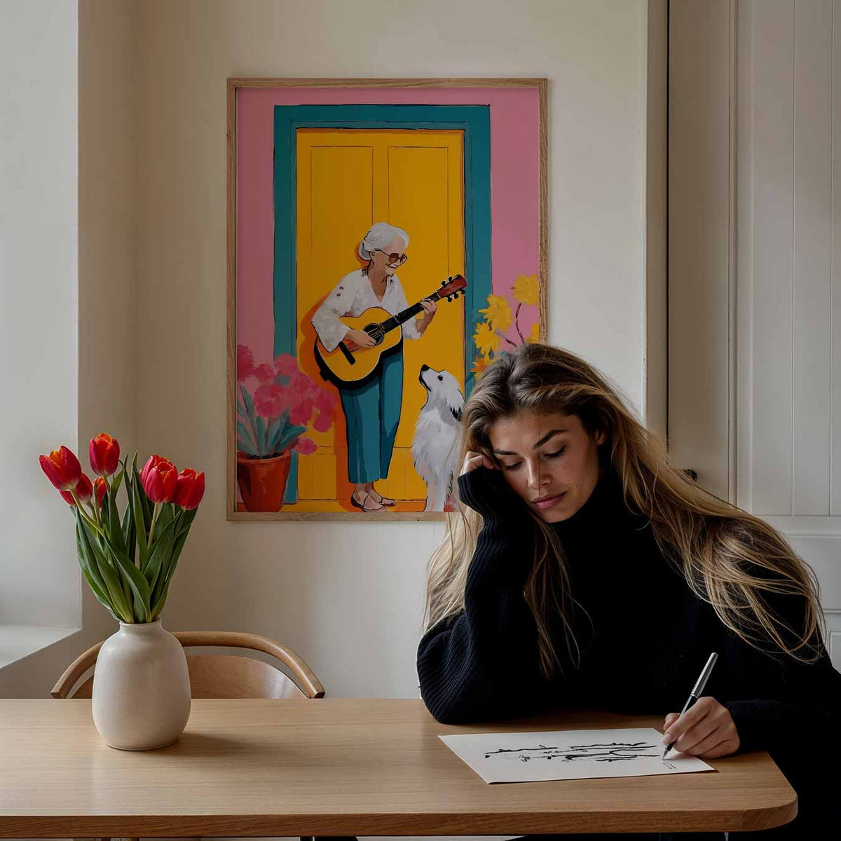 Vrolijke Muziekmomenten – staande muurposter met zomerse uitstraling