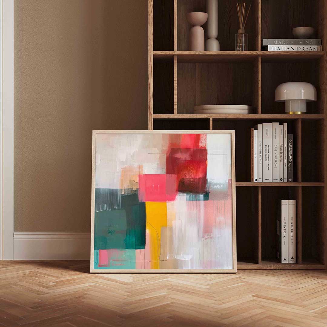 Abstracte vormen – kleurrijke vierkante wanddecoratie van WallArtistic