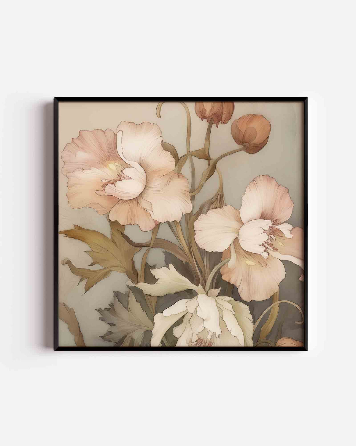 Bloemen in zachte tinten – bloemen vierkante poster als wanddecoratie