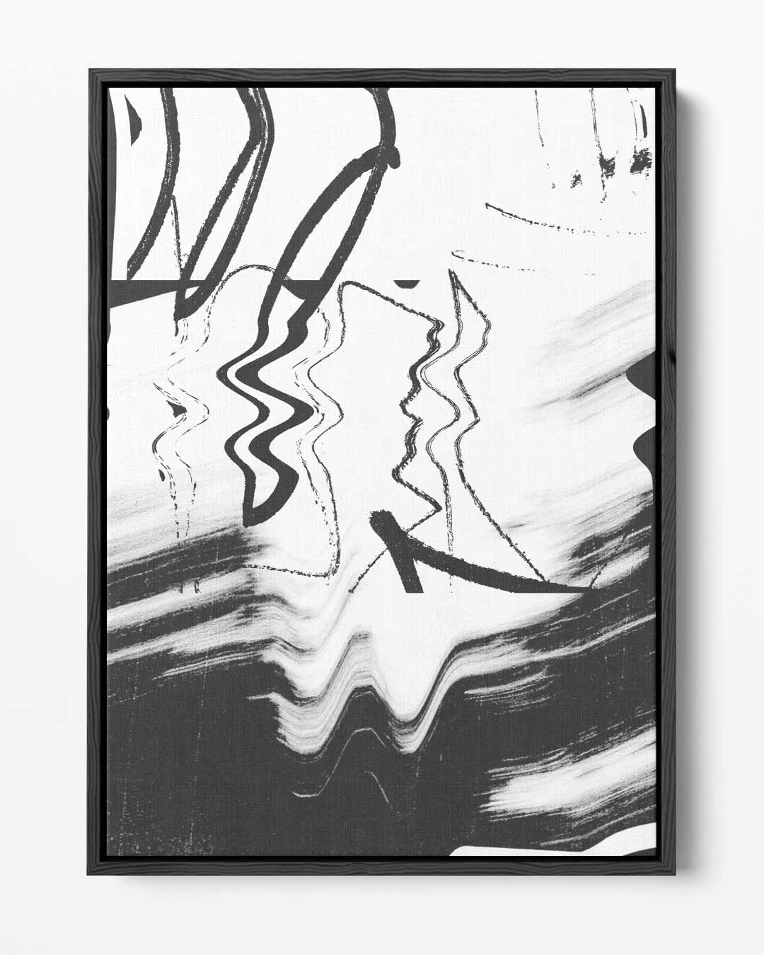 Modern Abstracte Zwart-Wit Print – portret kunstwerk als wanddecoratie