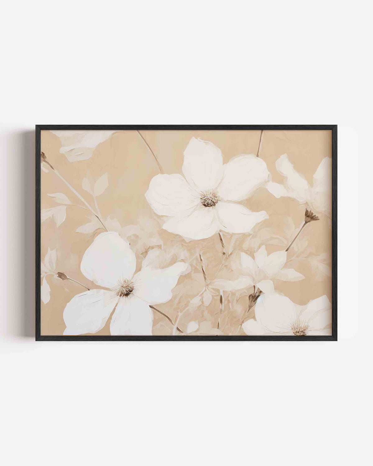 Witte bloemen – kleurrijke abstracte landscape poster als wanddecoratie