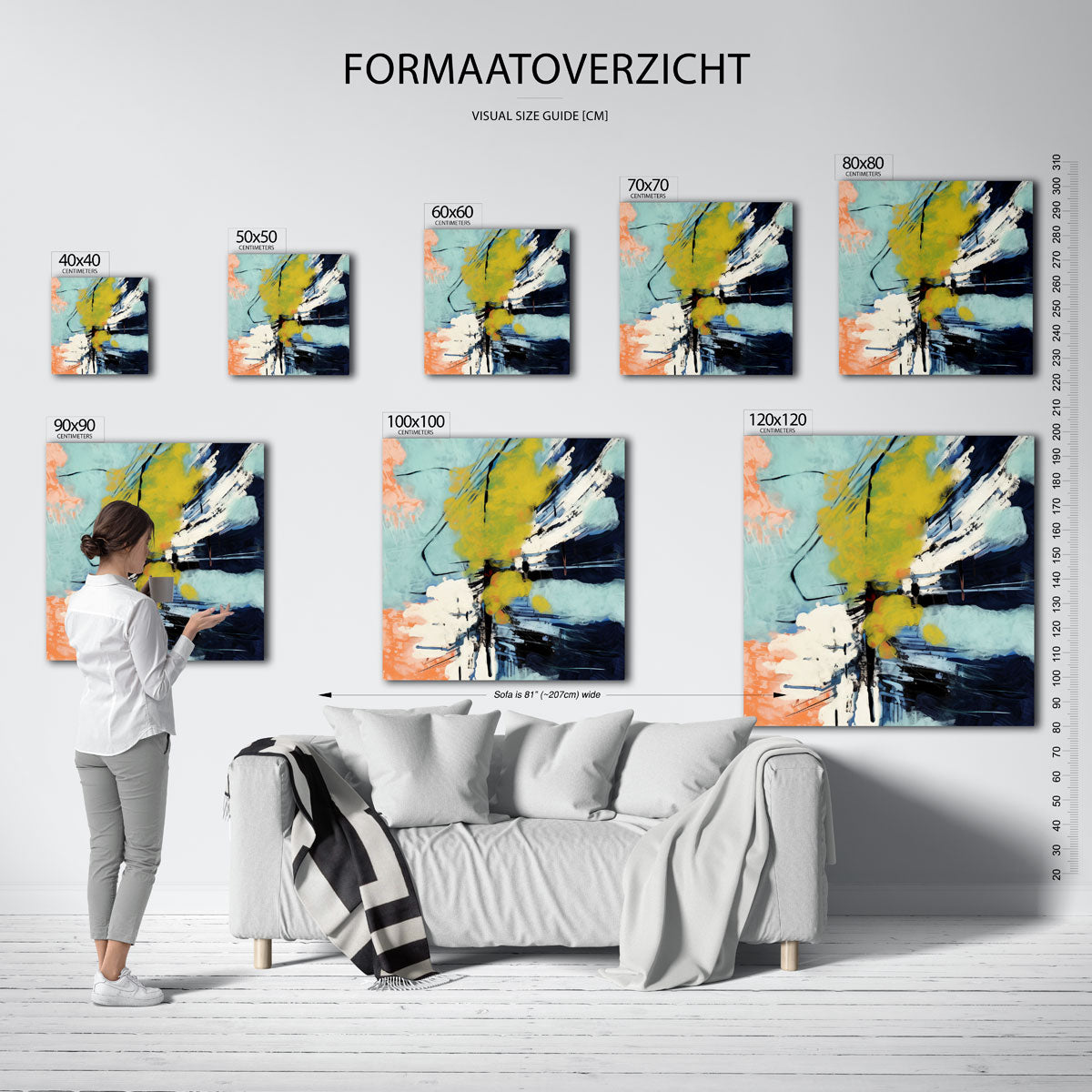 Abstracte kleurenexplosie – vierkante muurposter met kleurrijke vormen