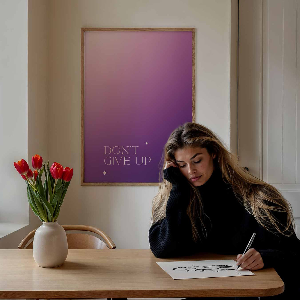 Inspirerende "Don't Give Up"-Poster – mindful portret poster, afbeelding 7