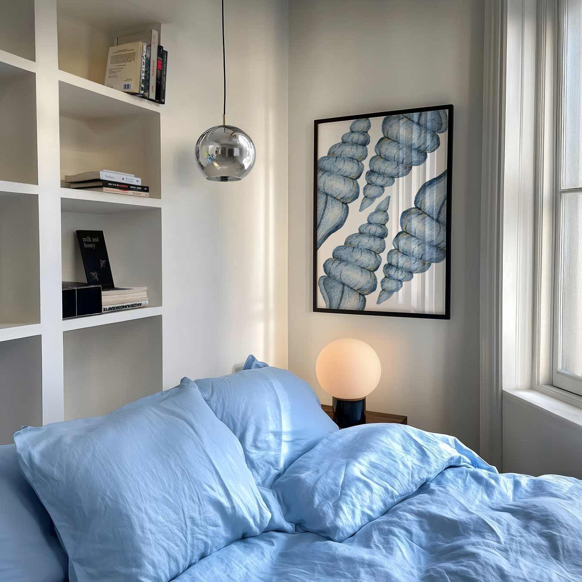 Blauwe Slakkenhuis – dierenposter als moderne staande wanddecoratie