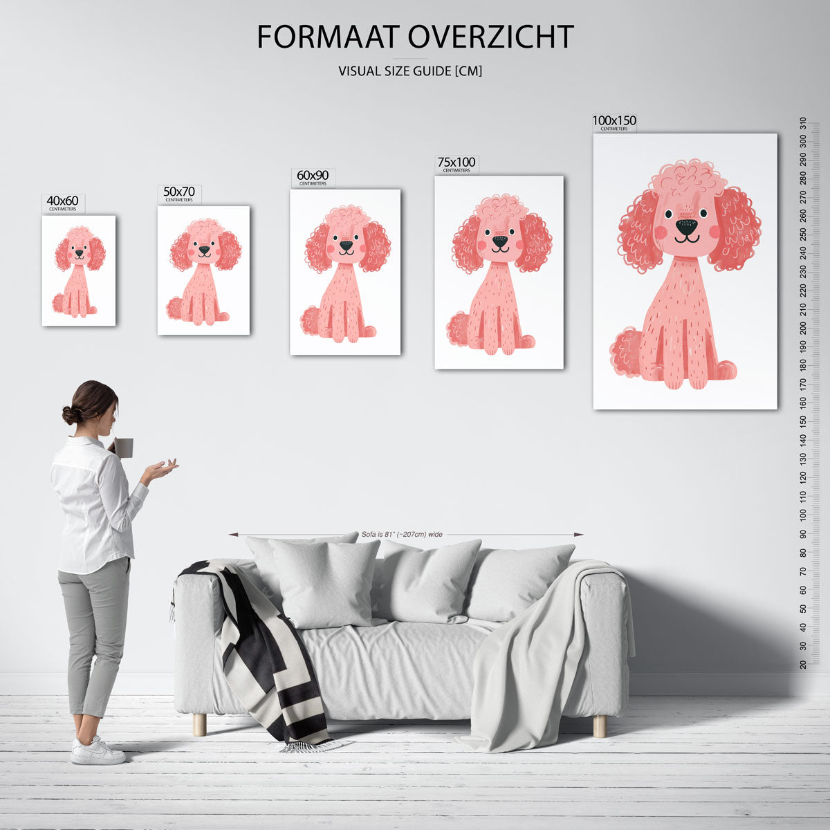 Vrolijke hond illustratie – staande wanddecoratie van WallArtistic