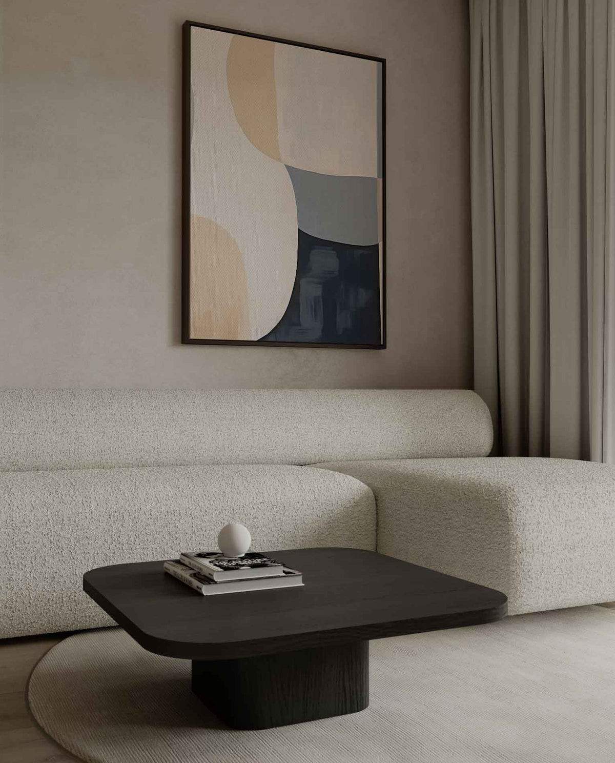Abstracte Harmonie in Aardetinten – canvas wanddecoratie in portret formaat