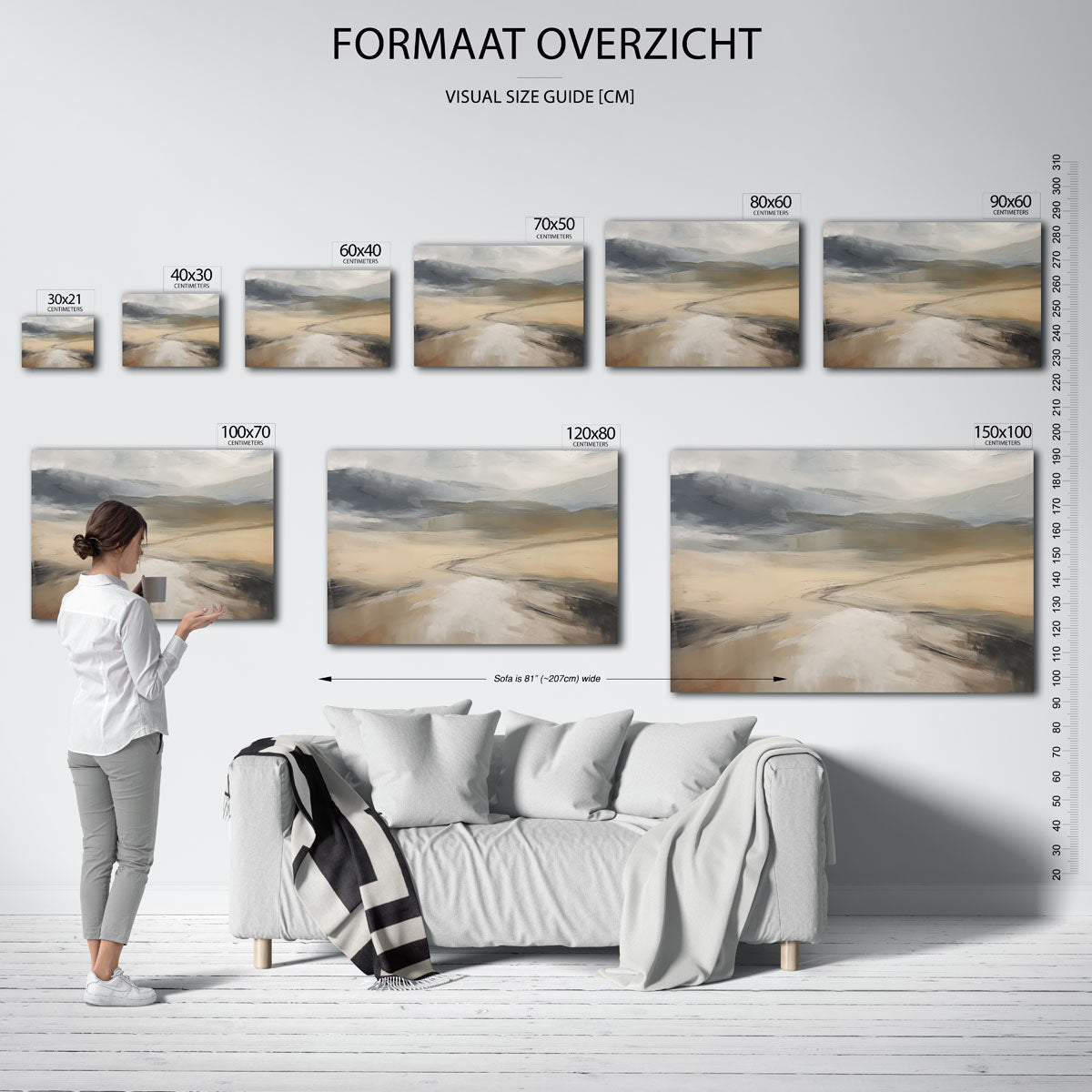 Landschap met zachte tinten – liggende muurposter met kleurrijke abstracte vormen