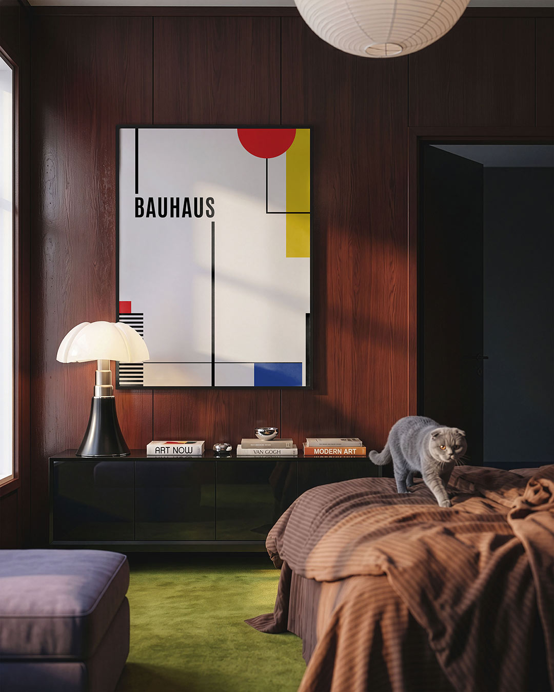 Lijnen en kleurvlakken – geometrische Bauhaus poster in staand formaat