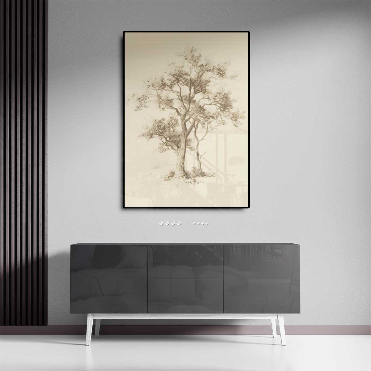 Mystieke Bomen Tekening – canvas kunstwerk als wanddecoratie