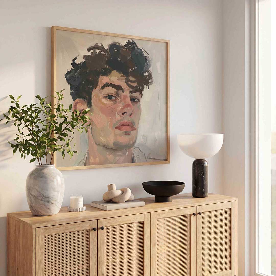 Portret van een man – kunst en design poster in vierkant formaat