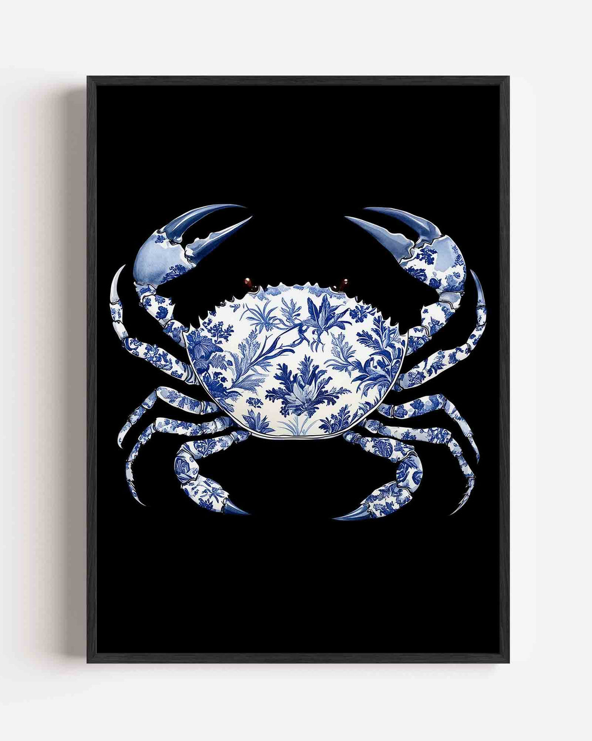 Blauw witte krab – Delfts blauwe portret poster als wanddecoratie