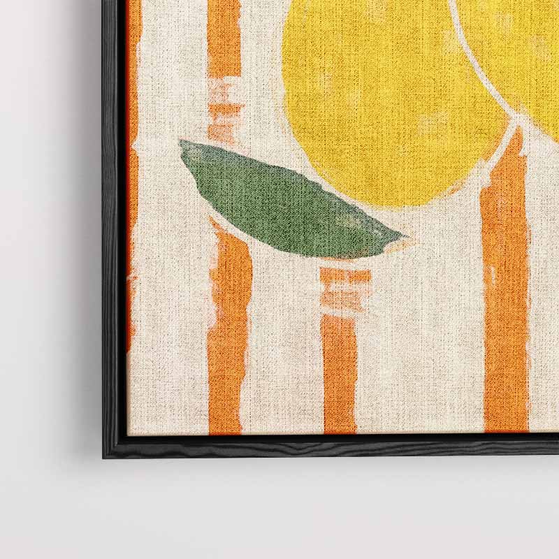 Zomerse Citroenen op Gestreepte Achtergrond – staand kunstwerk voor modern interieur