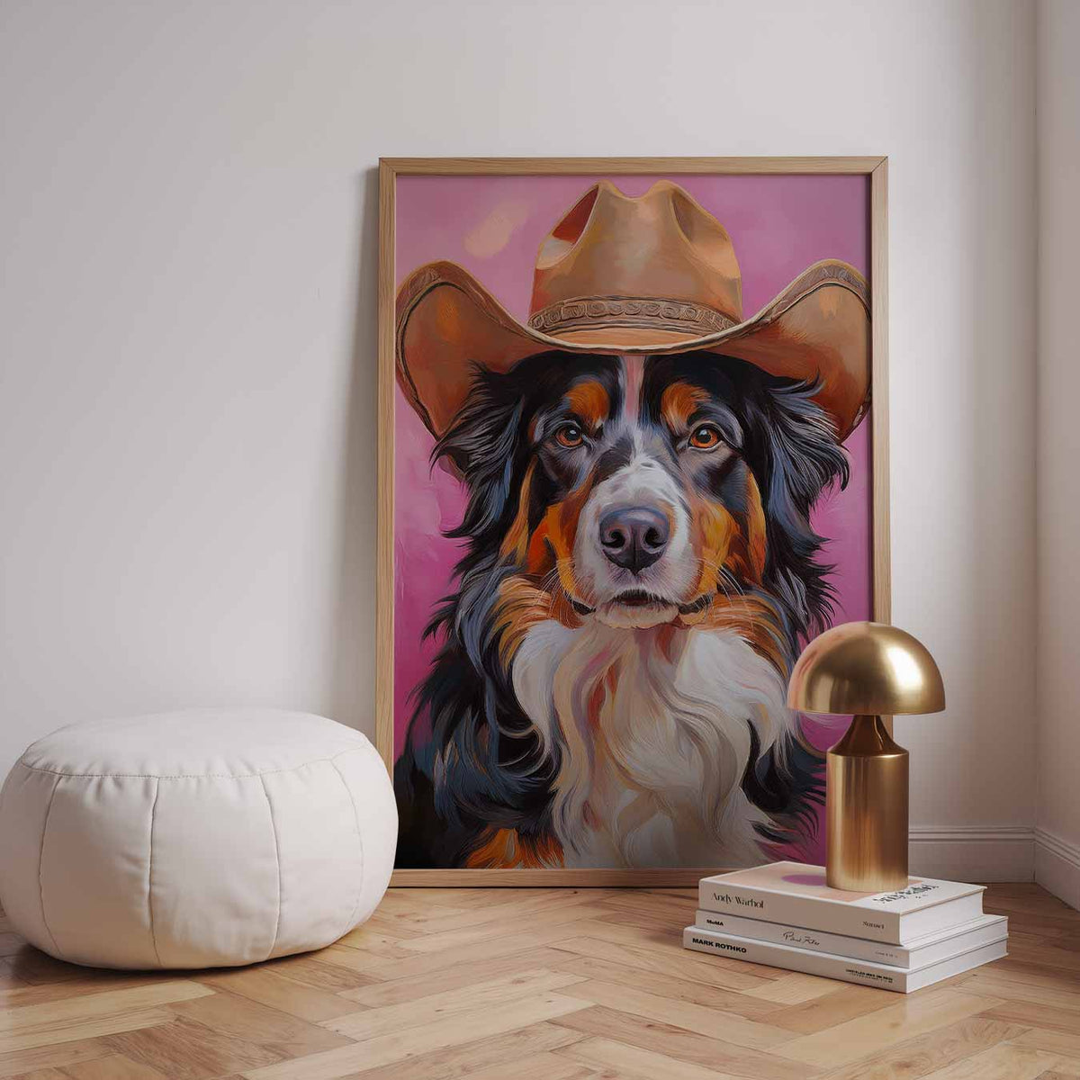 Stoere Hond in Cowboy Hoed – dieren poster in staand formaat
