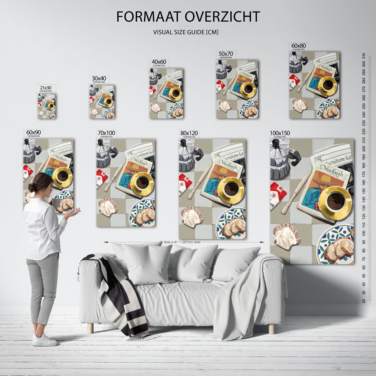 Ontbijttafel met krant – staande muurposter voor keuken of eethoek