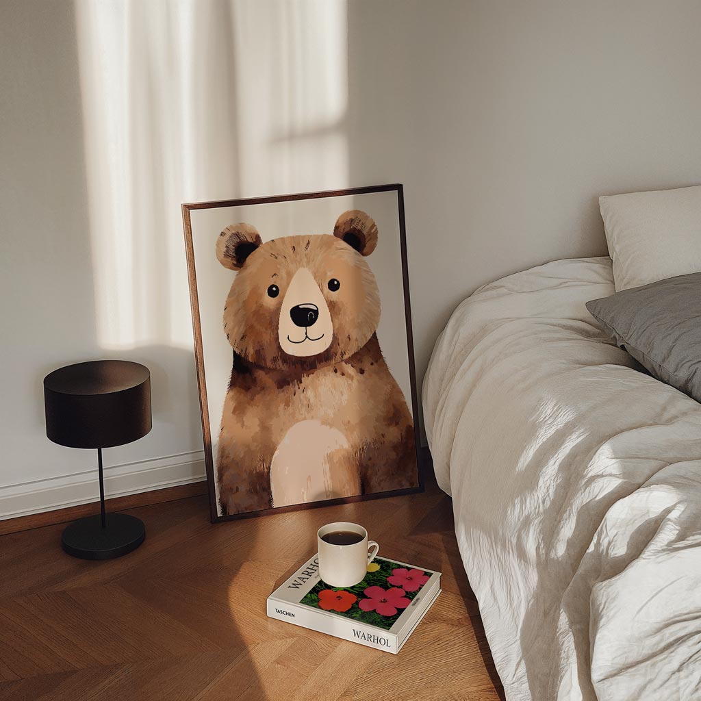 Schattige Bruine Beer – staande kinderkamer wanddecoratie van WallArtistic