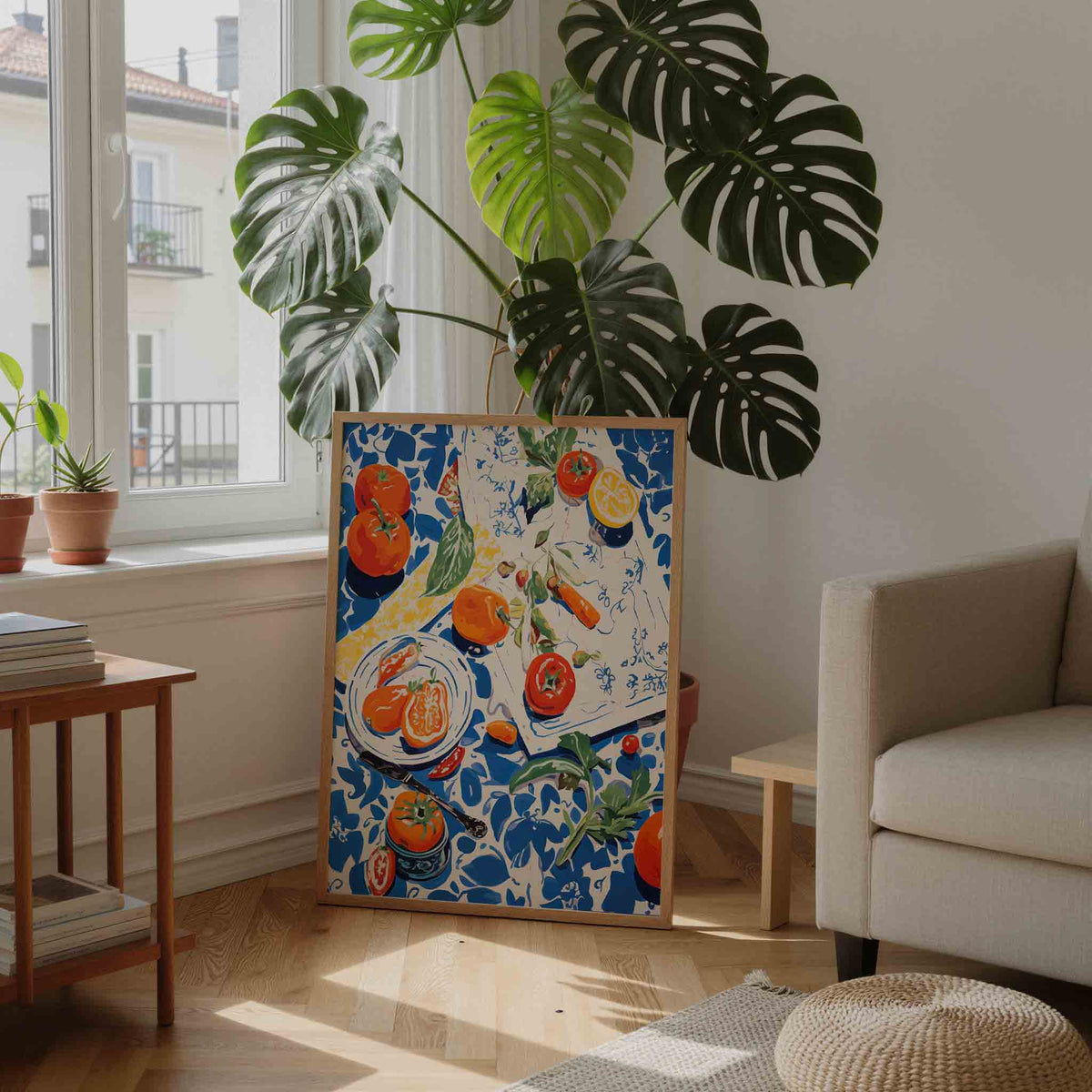 Tomaten en citroen – staande botanische wanddecoratie van WallArtistic