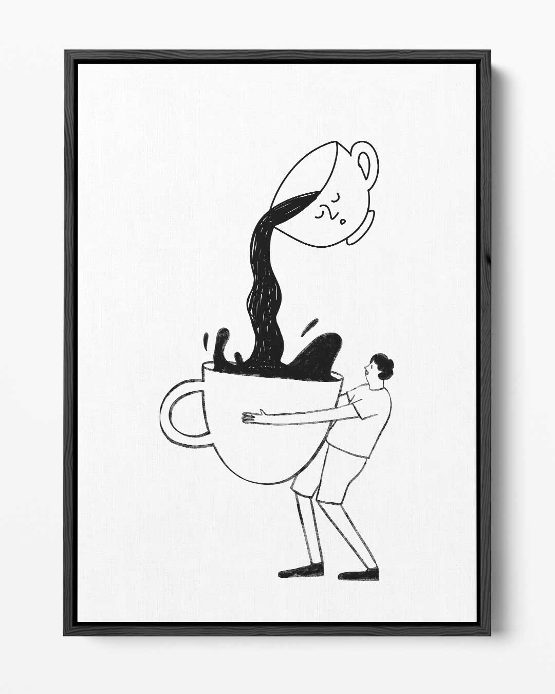 Reusachtige Koffiekop Fantasie – portret kunstwerk als wanddecoratie