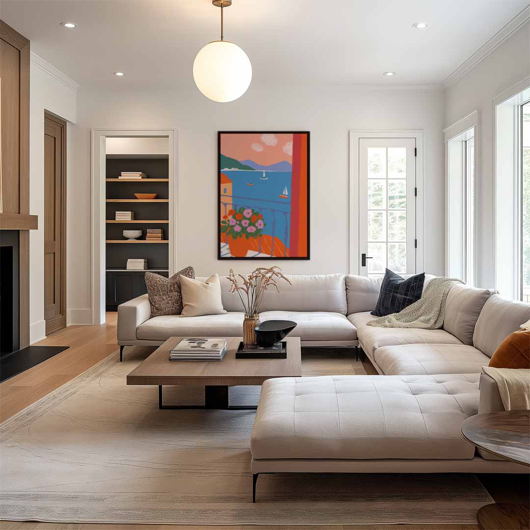 Uitzicht vanaf het Balkon – modern portret kunstwerk van WallArtistic