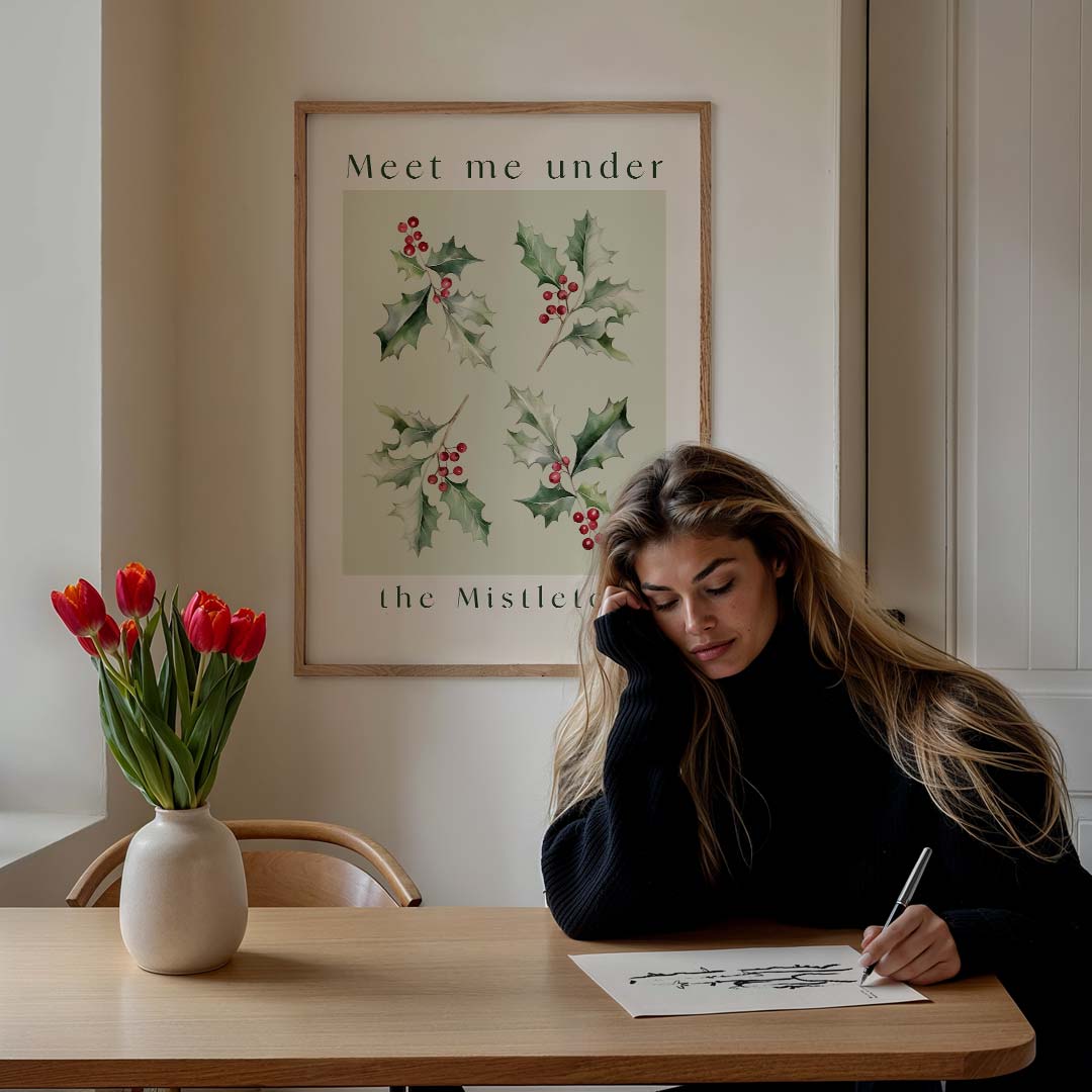 Kerst Misletoe Spreuk – feestelijke wandkunst als portret poster