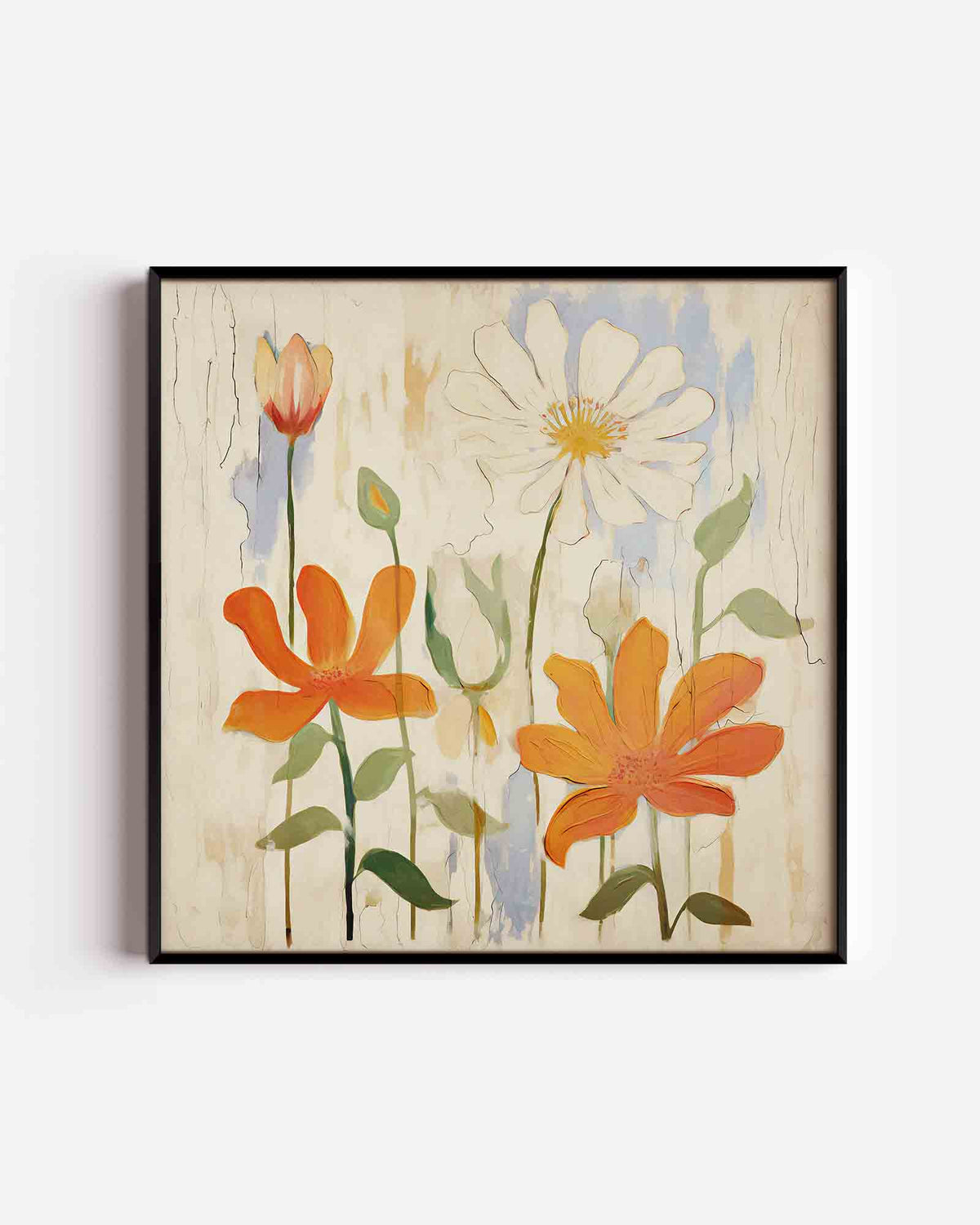 Bloemen en bladeren – bloemen vierkante poster als wanddecoratie