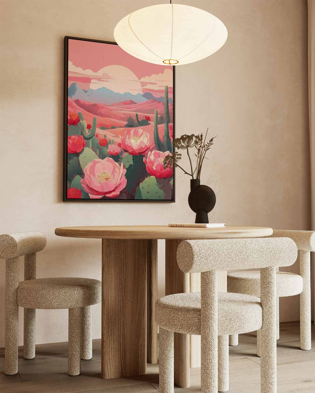 Zonnige Woestijn Bloesem – canvas wanddecoratie in portret formaat