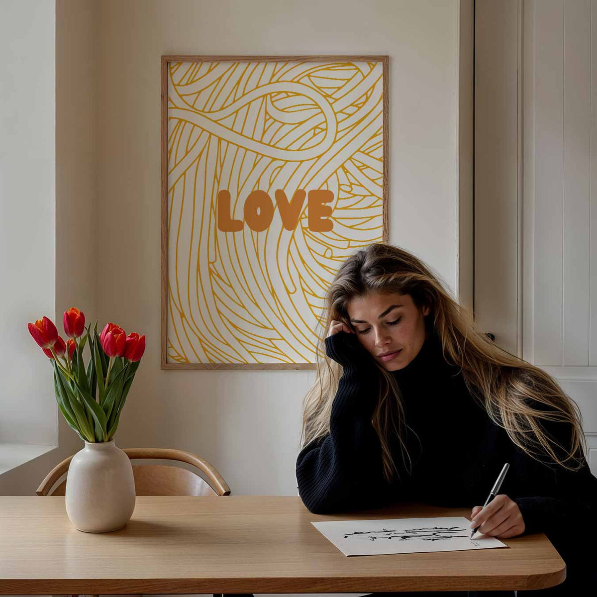 Liefdevolle Gouden Krullen – keuken poster als sfeervolle staande wanddecoratie