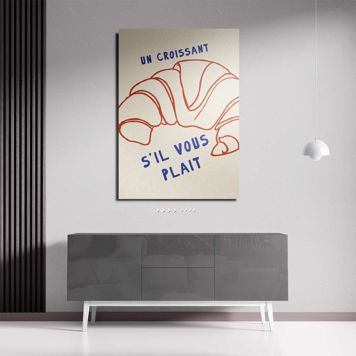 Franse Croissant Poster – staande wandkunst voor woonkamer of interieur