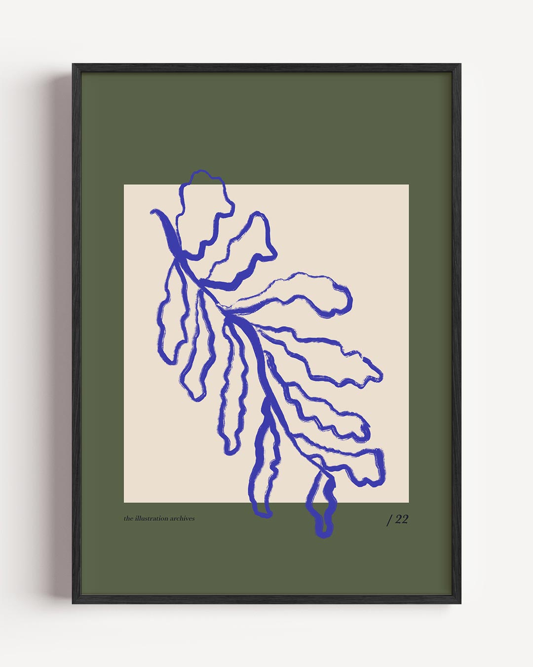 Botanische Kunstposter met Blauwe Accenten – bloemen portret poster als wanddecoratie