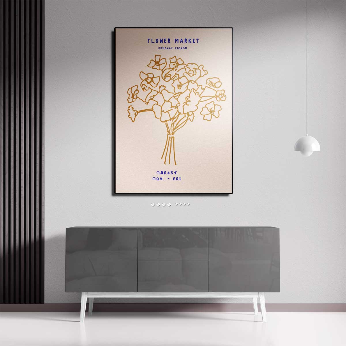 Bloemenmarkt Illustratie – canvas kunstwerk als wanddecoratie