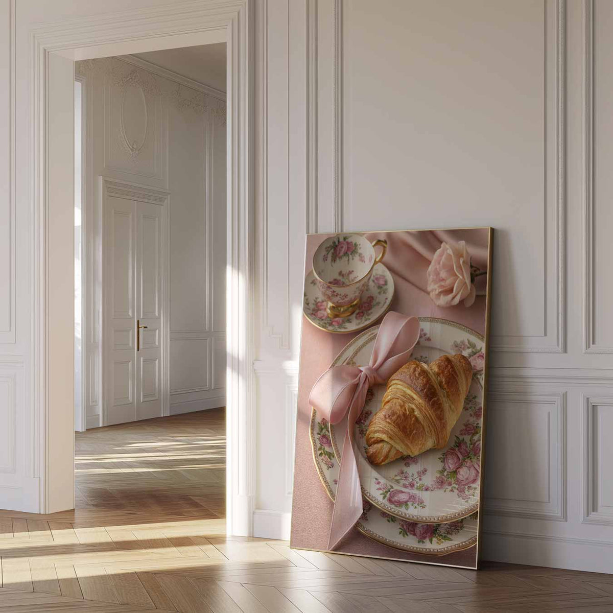 Ontbijt met Croissant – paas poster als vrolijke staande wanddecoratie