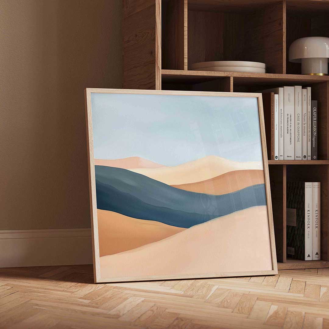 Zandduinen en lucht – moderne wandkunst als vierkante poster