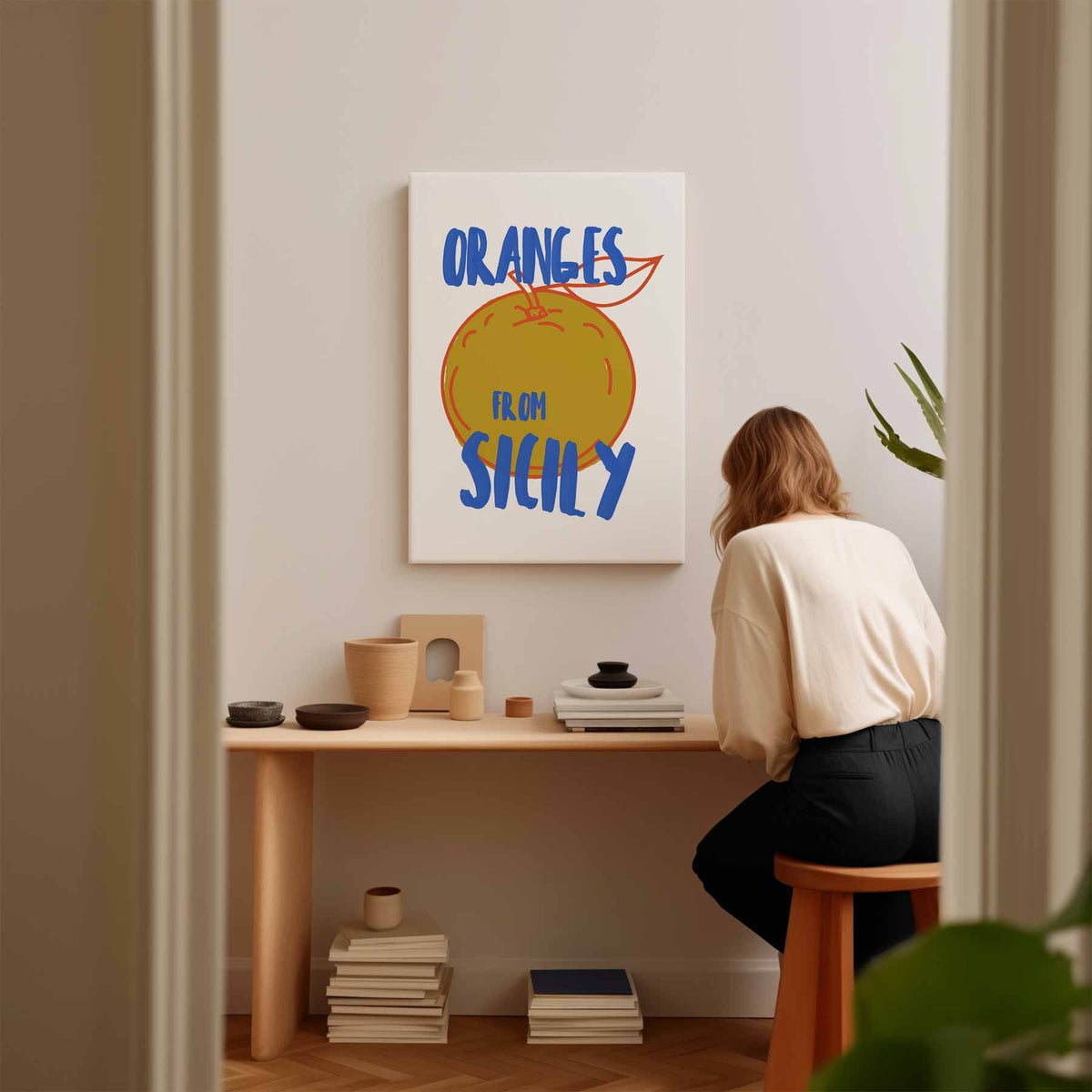 Siciliaanse Sinaasappelkunst – kunstwerk met zwarte baklijst
