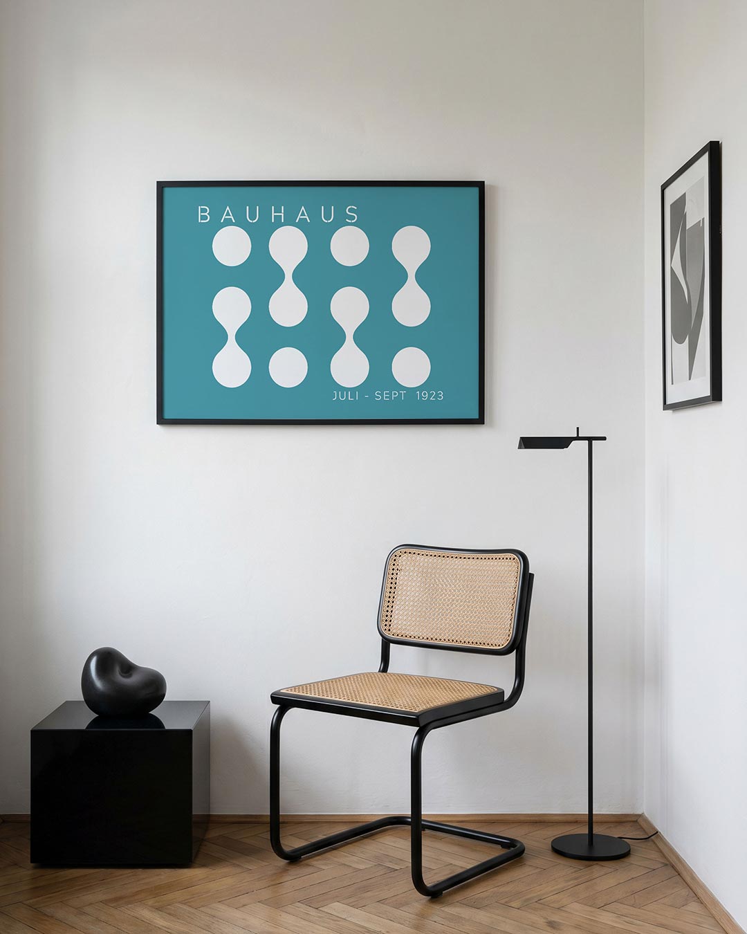 Vormritme en kleur – geometrische Bauhaus poster in liggend formaat