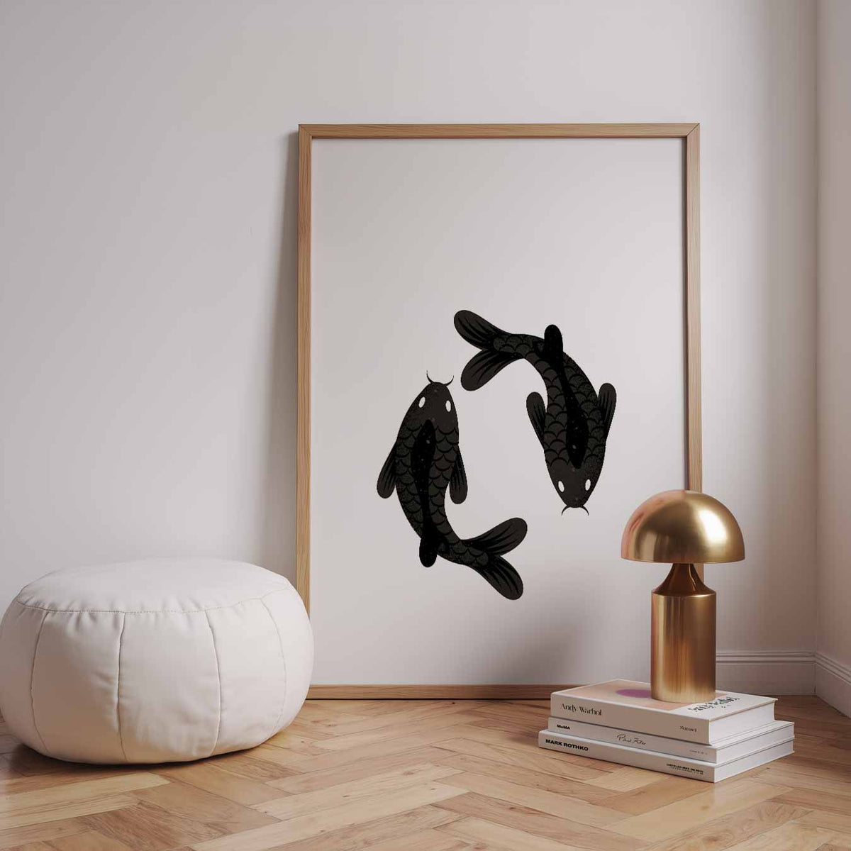 Koi Vissen Yin Yang – zomerse wandkunst als portret poster