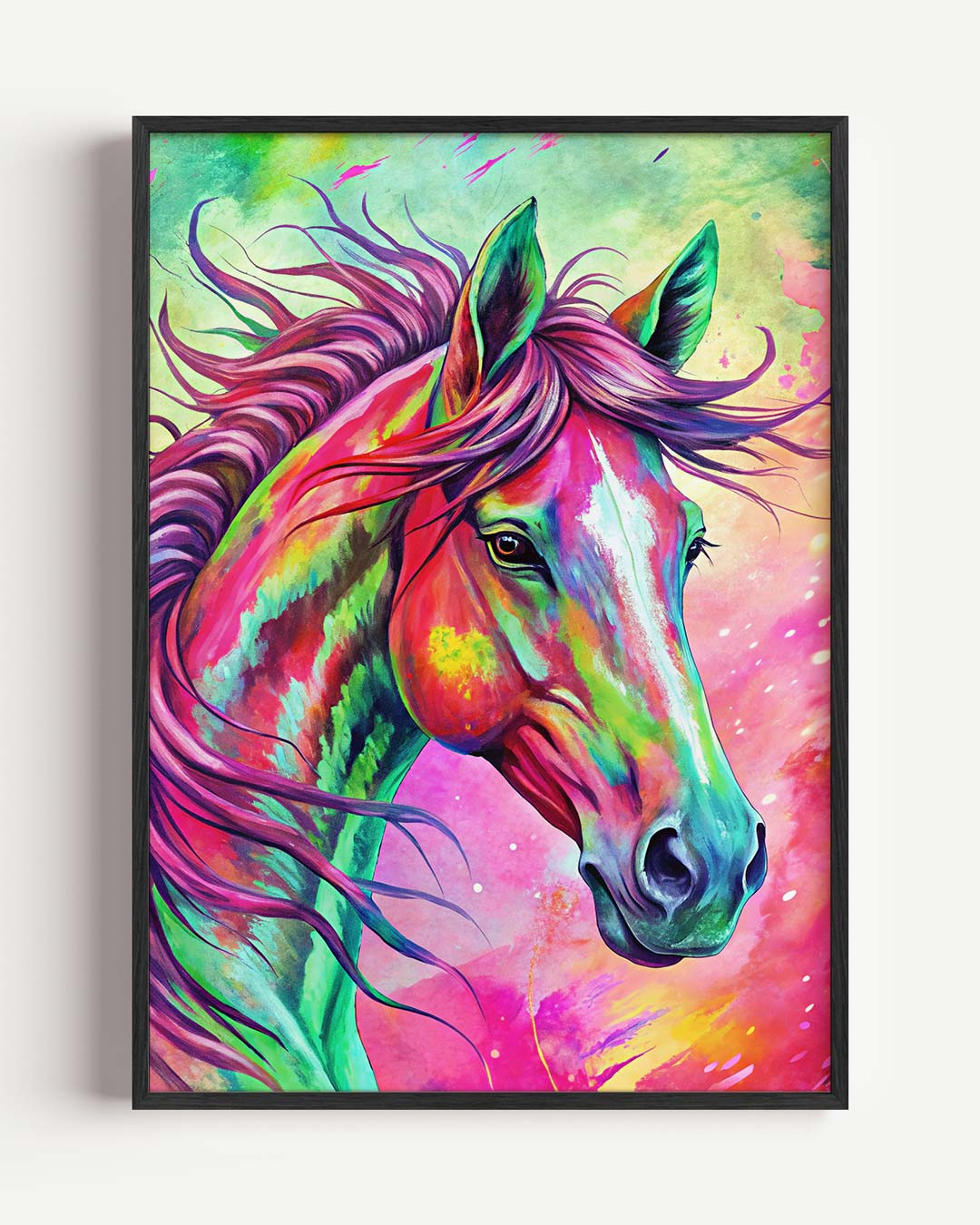 Kleurvolle Paardenkracht – paas portret poster als wanddecoratie