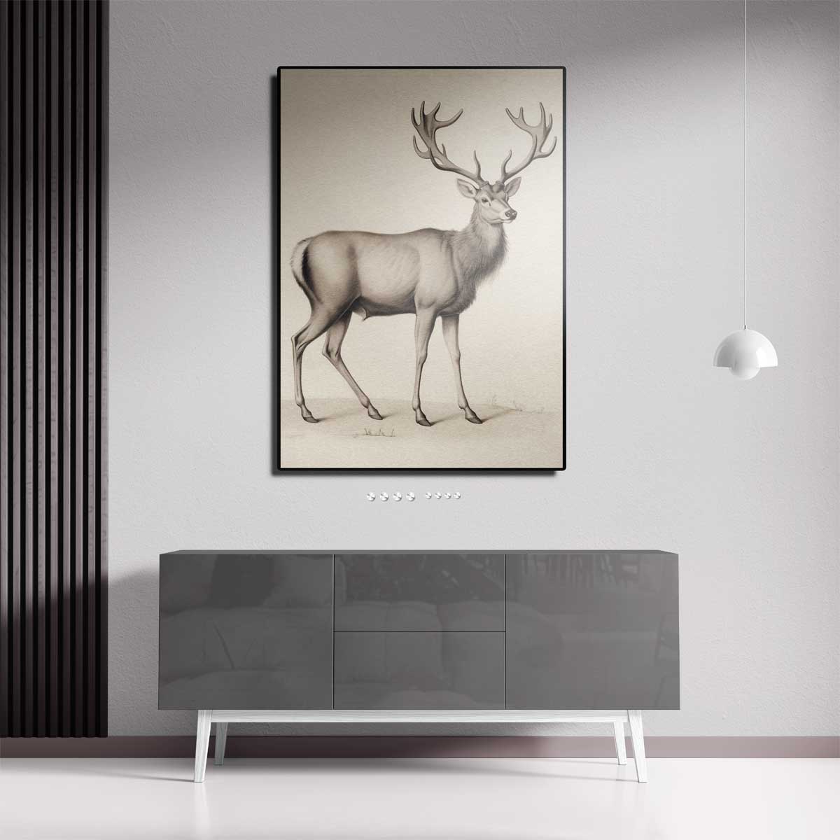 Majestueuze Hertentekening – dibond kunstwerk als wanddecoratie