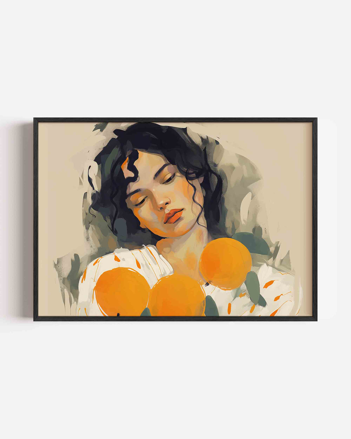 Vrouw met sinaasappels – vrouwelijk portret als landscape poster