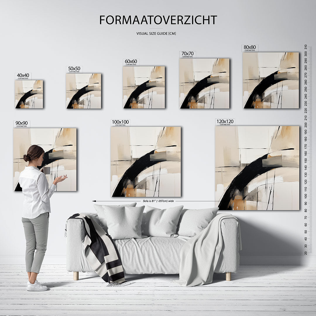 Dynamische lijnen compositie kunstwerk – materiaalweergave – dit werk toont een spel van vloeiende lijnen en vlakken in