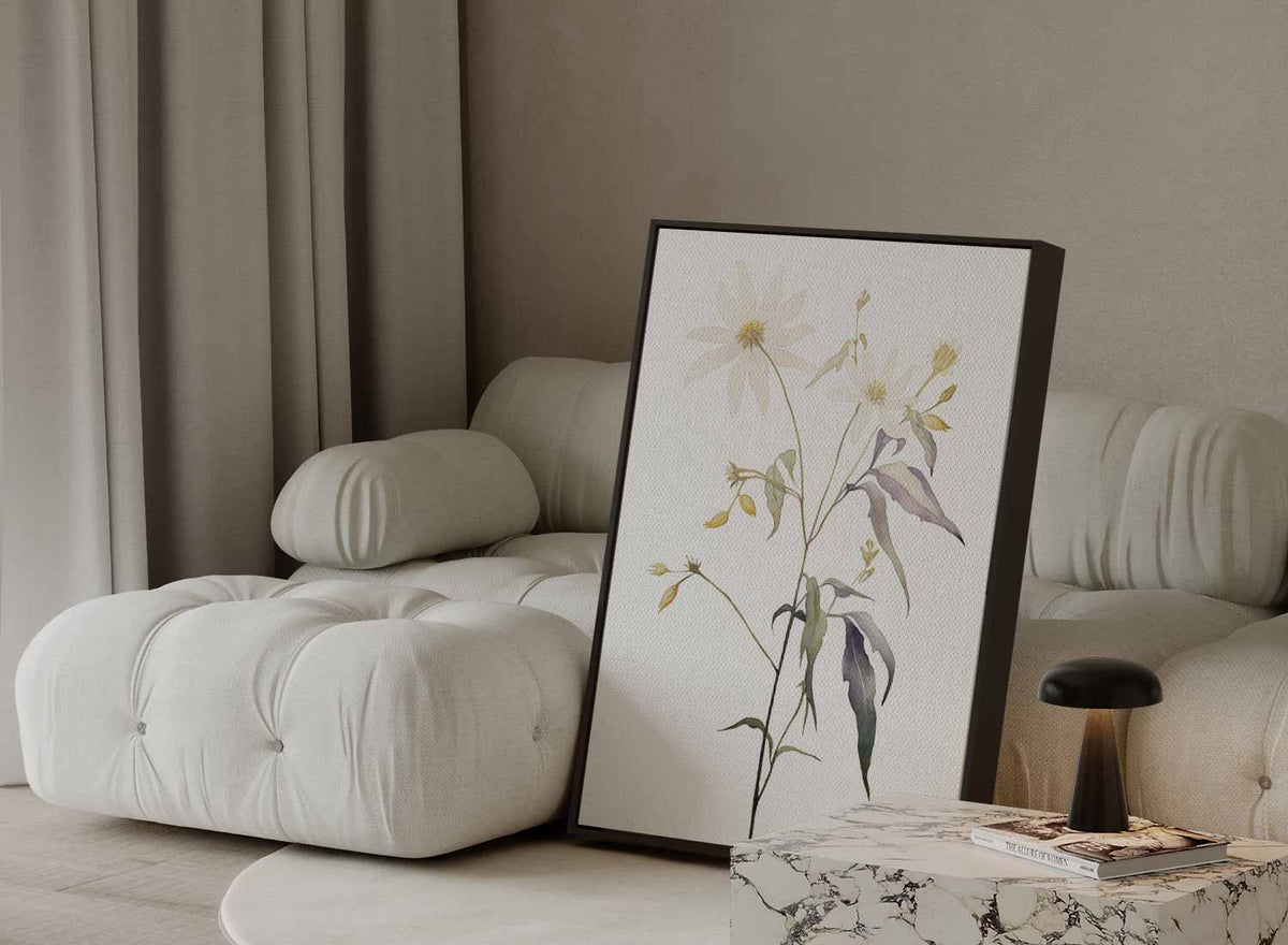 Zachte Bloemenpracht in Waterverf – staande wandkunst voor woonkamer of interieur