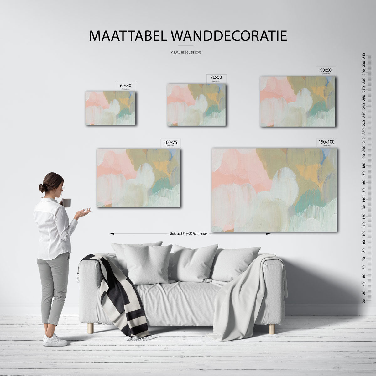 Zachte kleuren compositie – Ronde – moderne liggende wandkunst