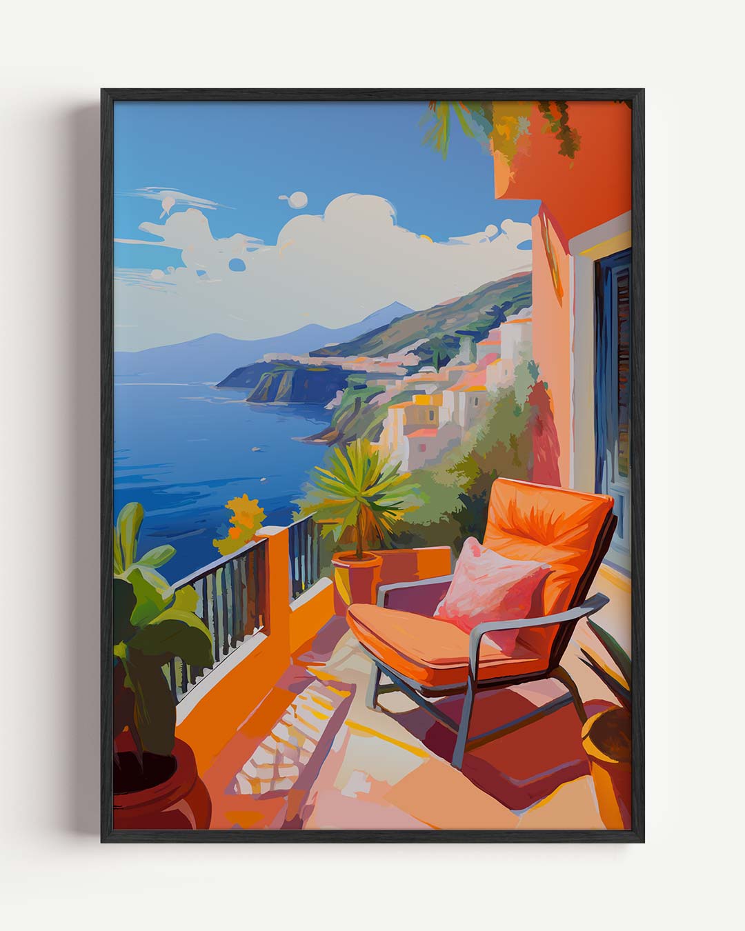 Zonnig Terras aan de Kust – zomer portret poster als wanddecoratie