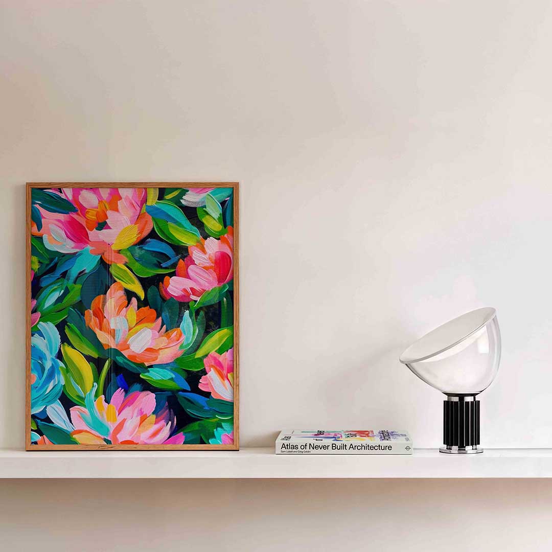 Bloemenexplosie – kleurrijke illustratie als portret poster